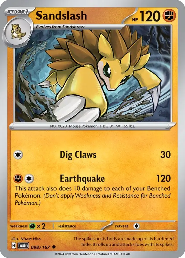 Sandslash Pokemon card from Twilight Masquerade