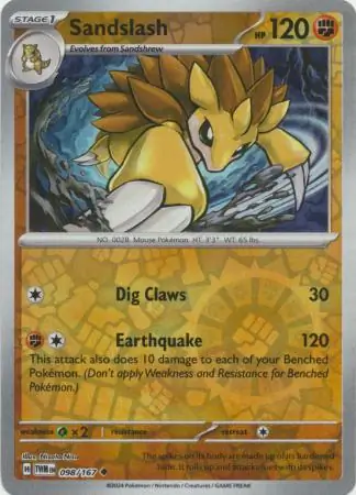 Sandslash Reverse Holo Pokemon card from Twilight Masquerade