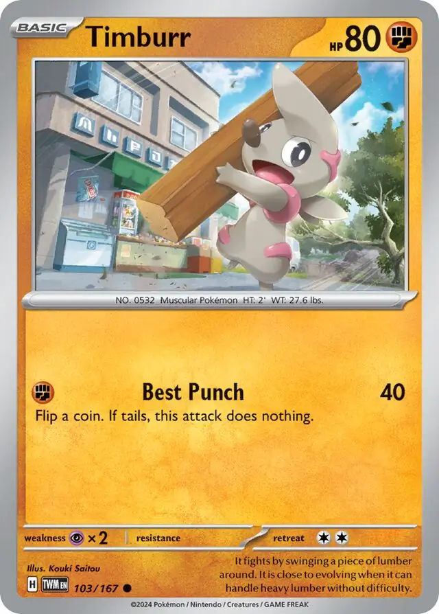 Timburr Pokemon card from Twilight Masquerade