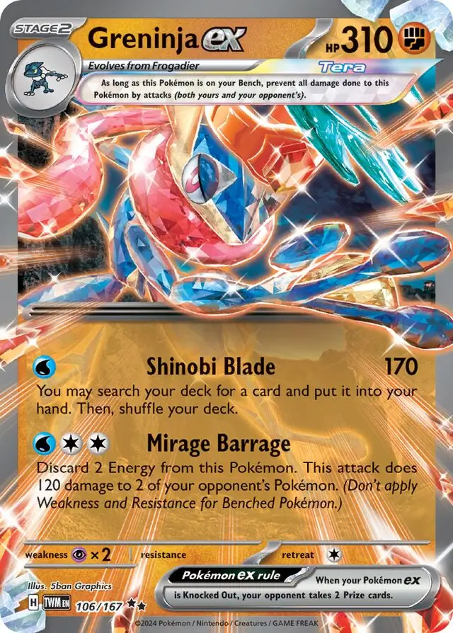 Greninja ex Pokemon card from Twilight Masquerade