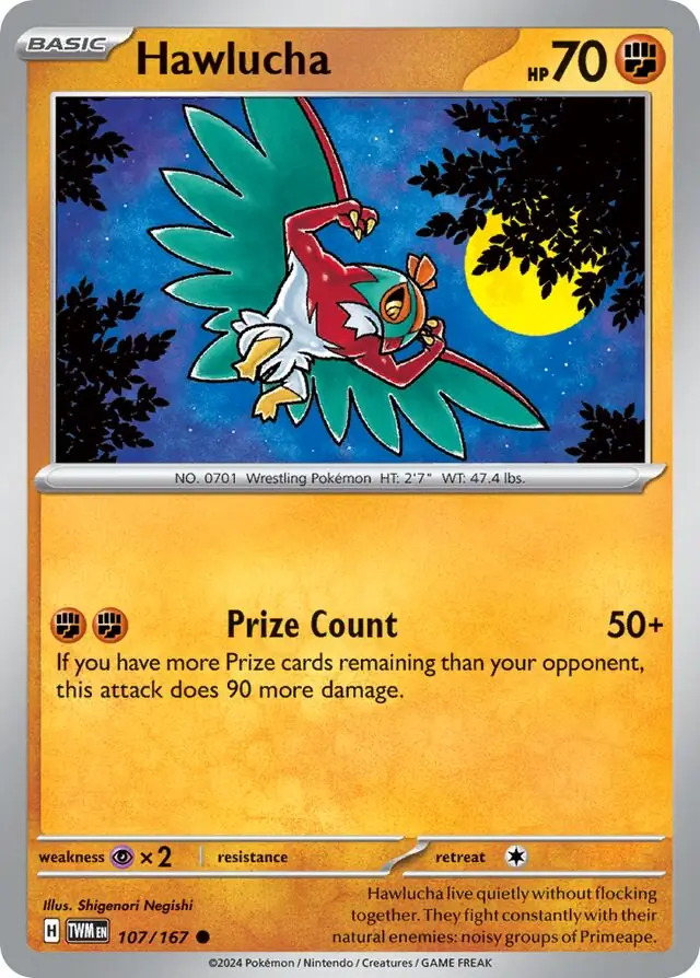 Hawlucha Pokemon card from Twilight Masquerade