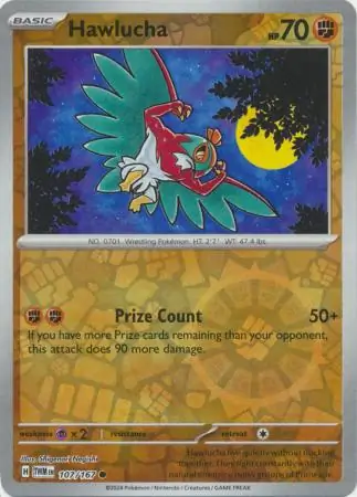 Hawlucha Reverse Holo Pokemon card from Twilight Masquerade