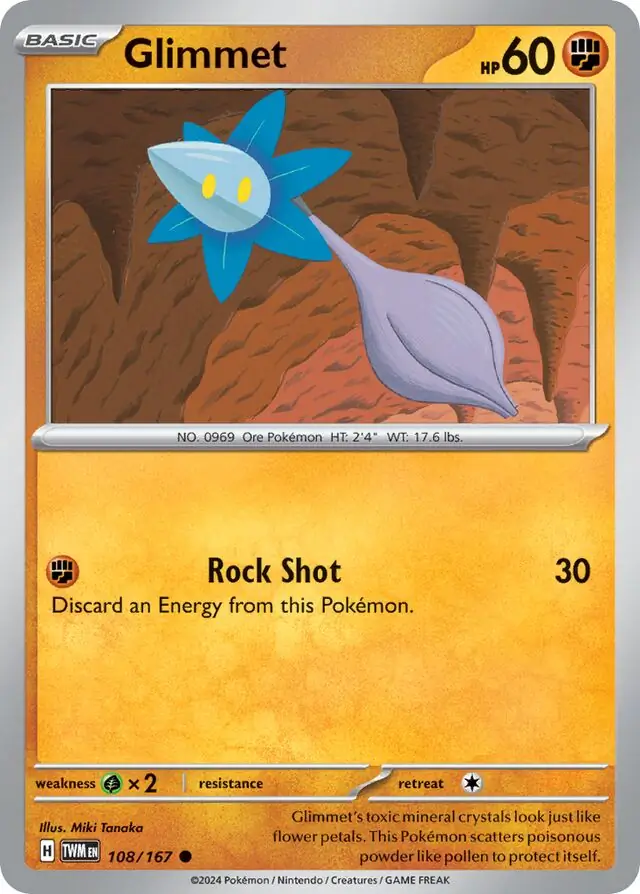 Glimmet Pokemon card from Twilight Masquerade