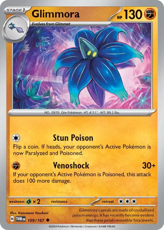 Glimmora Pokemon card from Twilight Masquerade