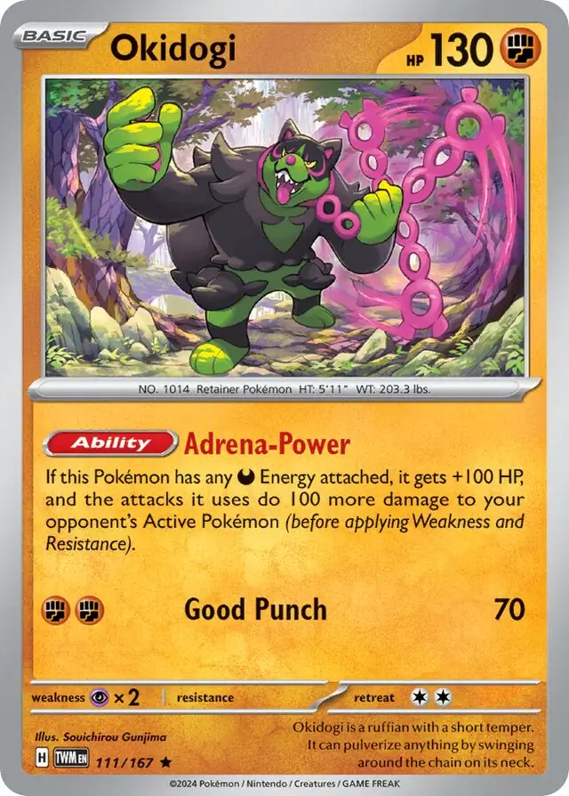 Okidogi Pokemon card from Twilight Masquerade