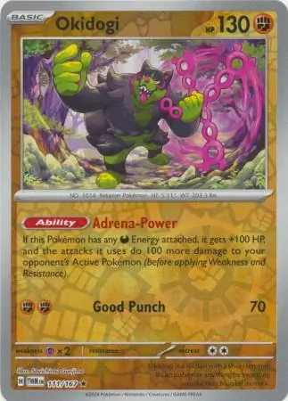 Okidogi Reverse Holo Pokemon card from Twilight Masquerade