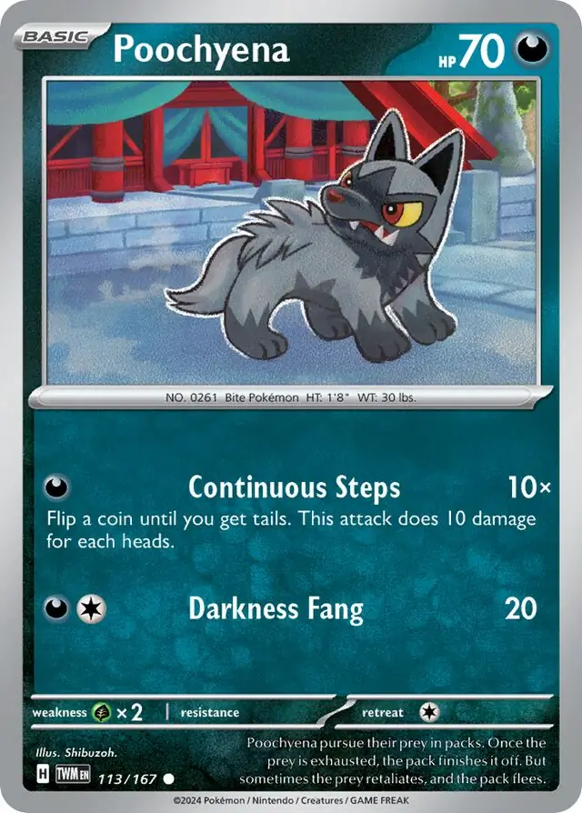 Poochyena Pokemon card from Twilight Masquerade