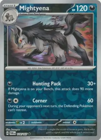 Mightyena Reverse Holo Pokemon card from Twilight Masquerade