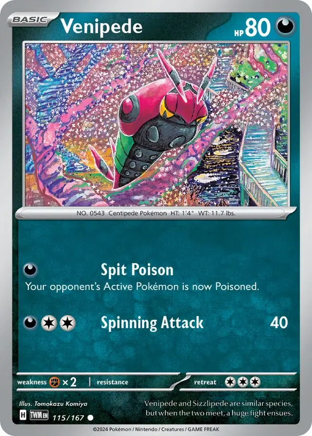 Venipede Pokemon card from Twilight Masquerade