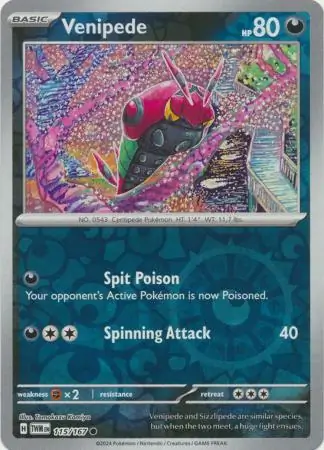Venipede Reverse Holo Pokemon card from Twilight Masquerade