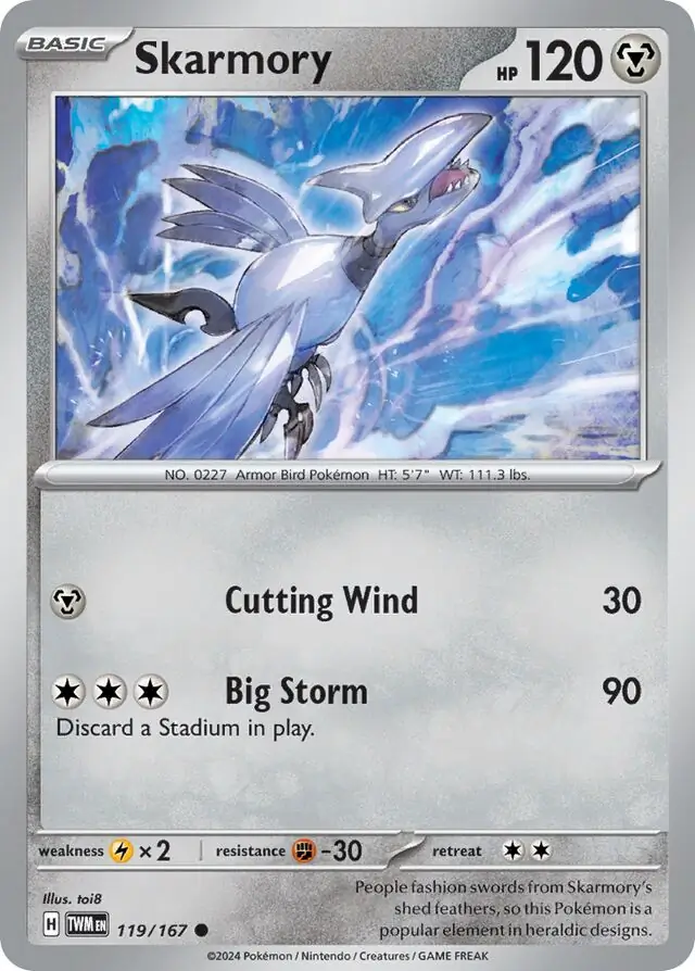 Skarmory Pokemon card from Twilight Masquerade