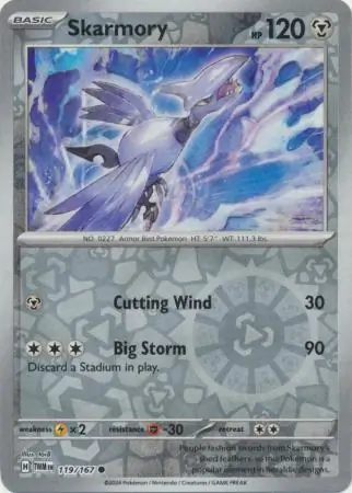 Skarmory Reverse Holo Pokemon card from Twilight Masquerade