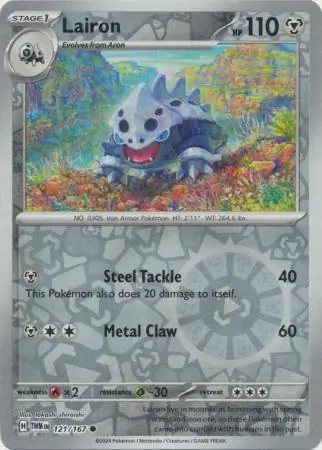 Lairon Reverse Holo Pokemon card from Twilight Masquerade