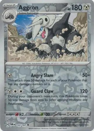 Aggron Reverse Holo Pokemon card from Twilight Masquerade