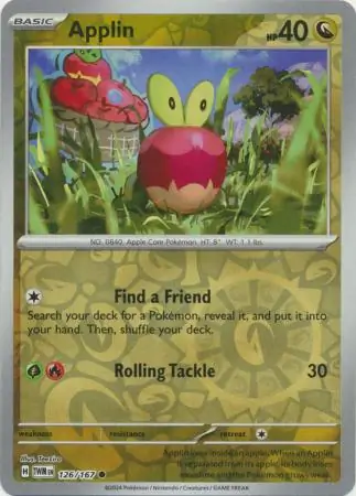 Applin Reverse Holo Pokemon card from Twilight Masquerade