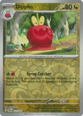 Dipplin Reverse Holo Pokemon card from Twilight Masquerade
