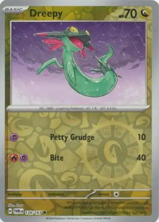 Dreepy Reverse Holo Pokemon card from Twilight Masquerade