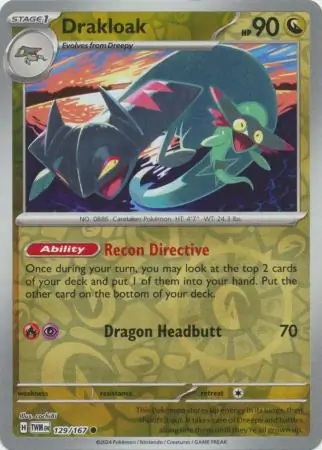 Drakloak Reverse Holo Pokemon card from Twilight Masquerade