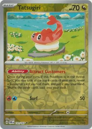 Tatsugiri Reverse Holo Pokemon card from Twilight Masquerade