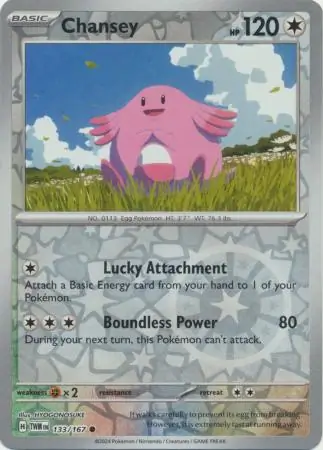 Chansey Reverse Holo Pokemon card from Twilight Masquerade