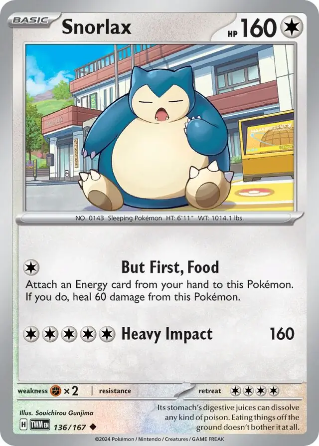 Snorlax Pokemon card from Twilight Masquerade