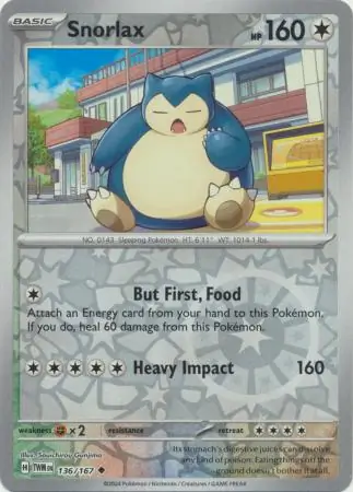 Snorlax Reverse Holo Pokemon card from Twilight Masquerade