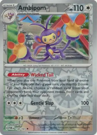 Ambipom Reverse Holo Pokemon card from Twilight Masquerade