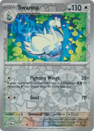 Swanna Reverse Holo Pokemon card from Twilight Masquerade