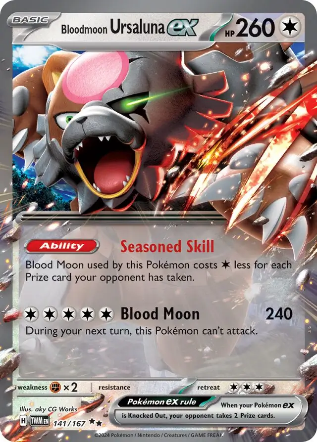 Bloodmoon Ursaluna ex Pokemon card from Twilight Masquerade