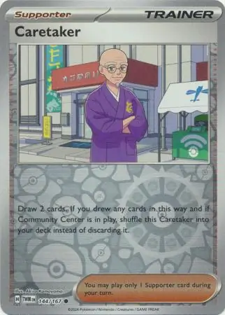 Caretaker Reverse Holo Pokemon card from Twilight Masquerade