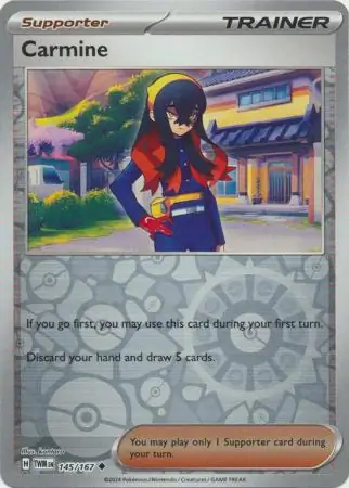 Carmine Reverse Holo Pokemon card from Twilight Masquerade