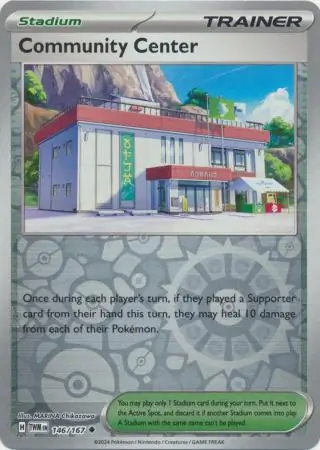 Community Center Reverse Holo Pokemon card from Twilight Masquerade