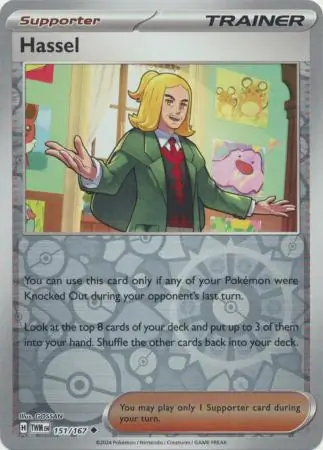 Hassel Reverse Holo Pokemon card from Twilight Masquerade
