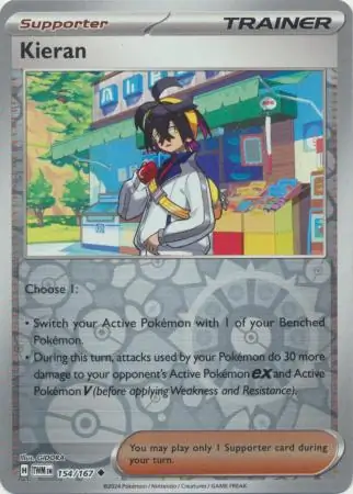 Kieran Reverse Holo Pokemon card from Twilight Masquerade