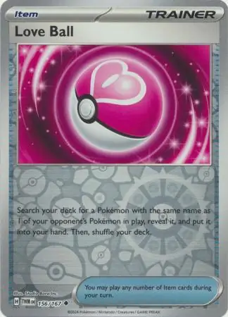 Love Ball Reverse Holo Pokemon card from Twilight Masquerade