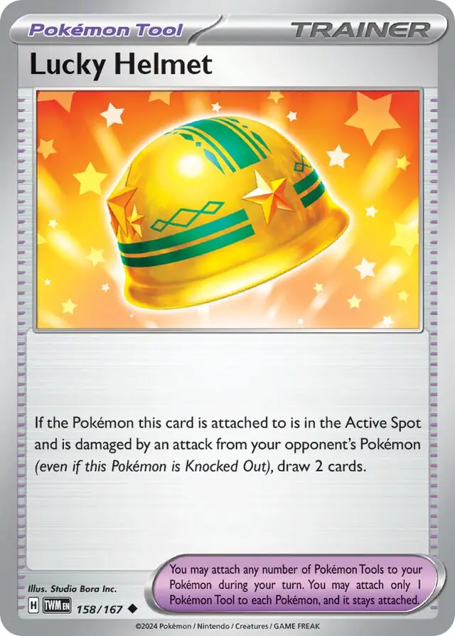 Lucky Helmet Pokemon card from Twilight Masquerade