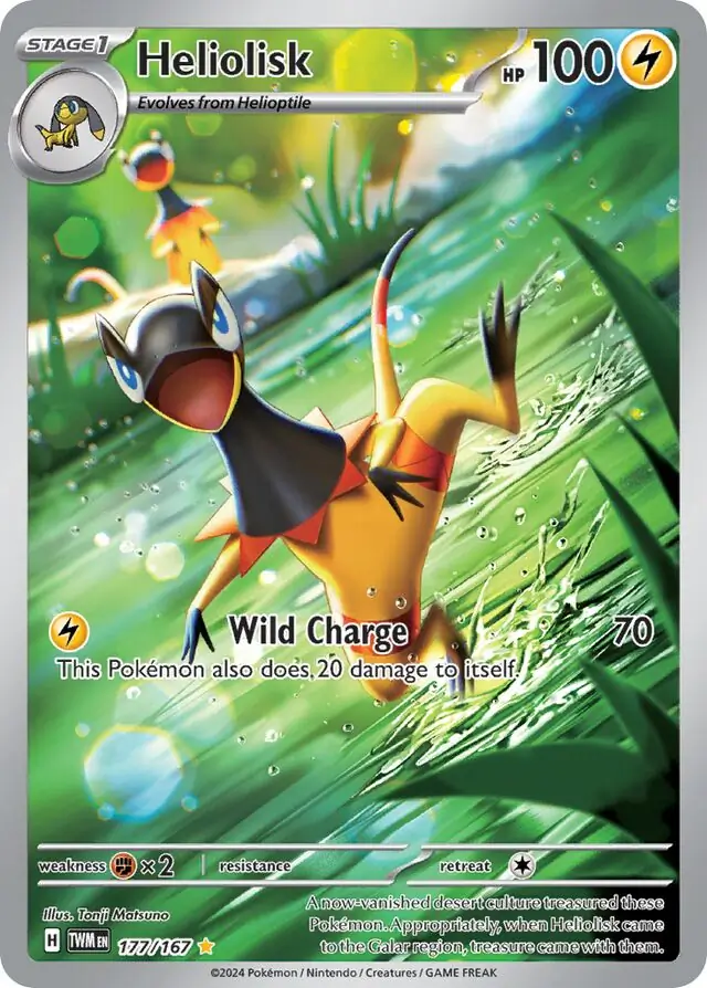 Heliolisk Pokemon card from Twilight Masquerade