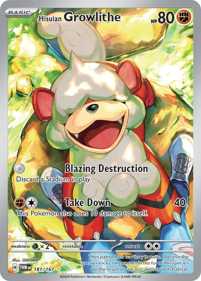 Hisuian Growlithe Pokemon card from Twilight Masquerade