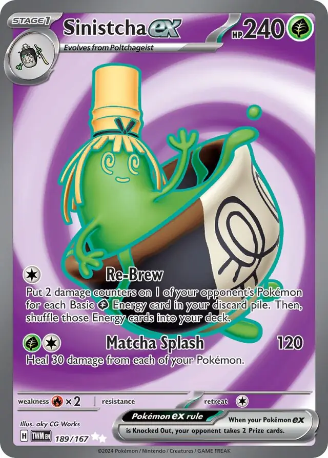 Sinistcha ex Pokemon card from Twilight Masquerade