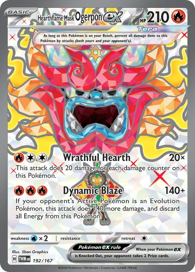 Hearthflame Mask Ogerpon ex Pokemon card from Twilight Masquerade