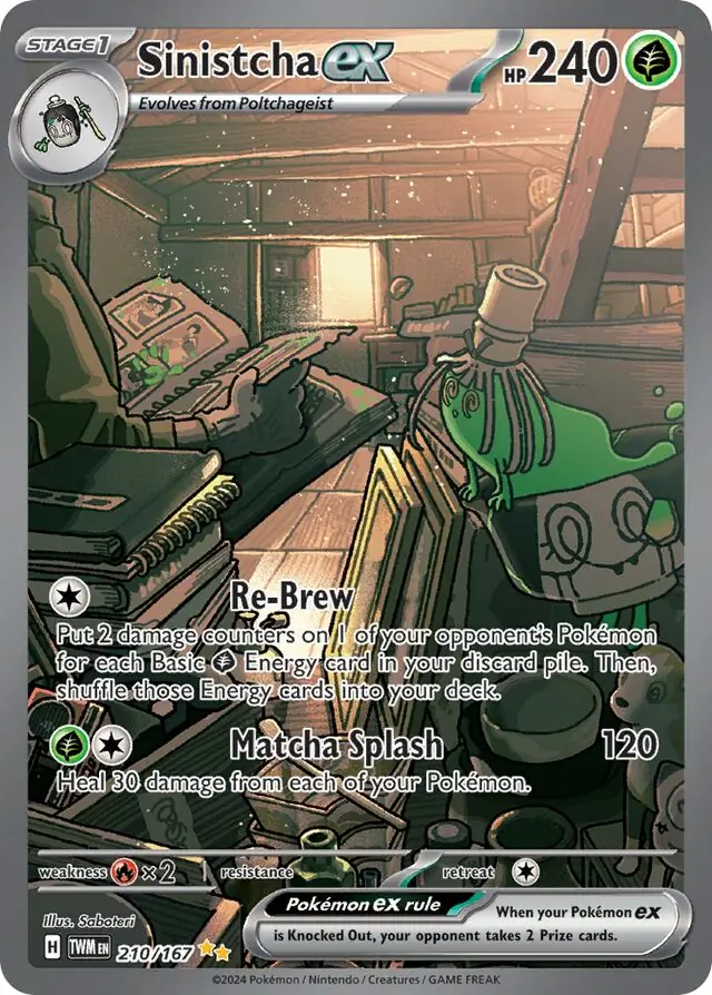 Sinistcha ex Pokemon card from Twilight Masquerade