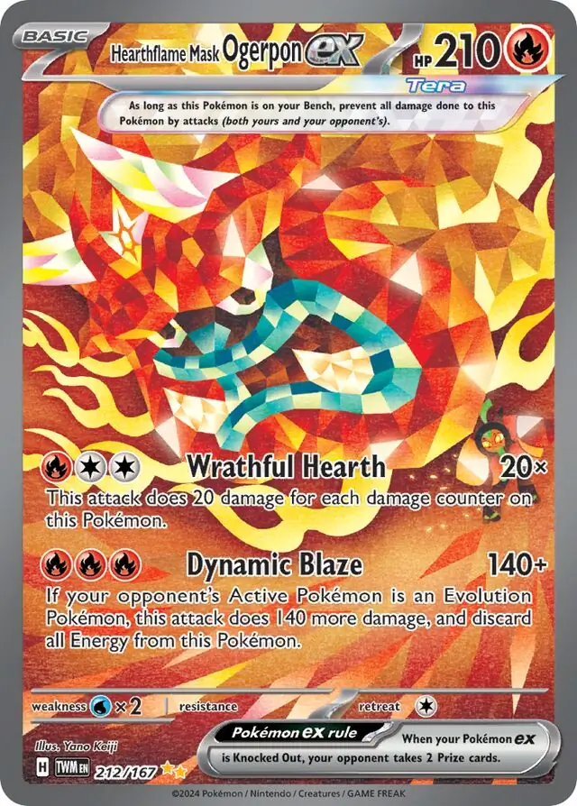 Hearthflame Mask Ogerpon ex Pokemon card from Twilight Masquerade