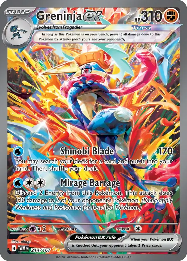 Greninja ex Pokemon card from Twilight Masquerade