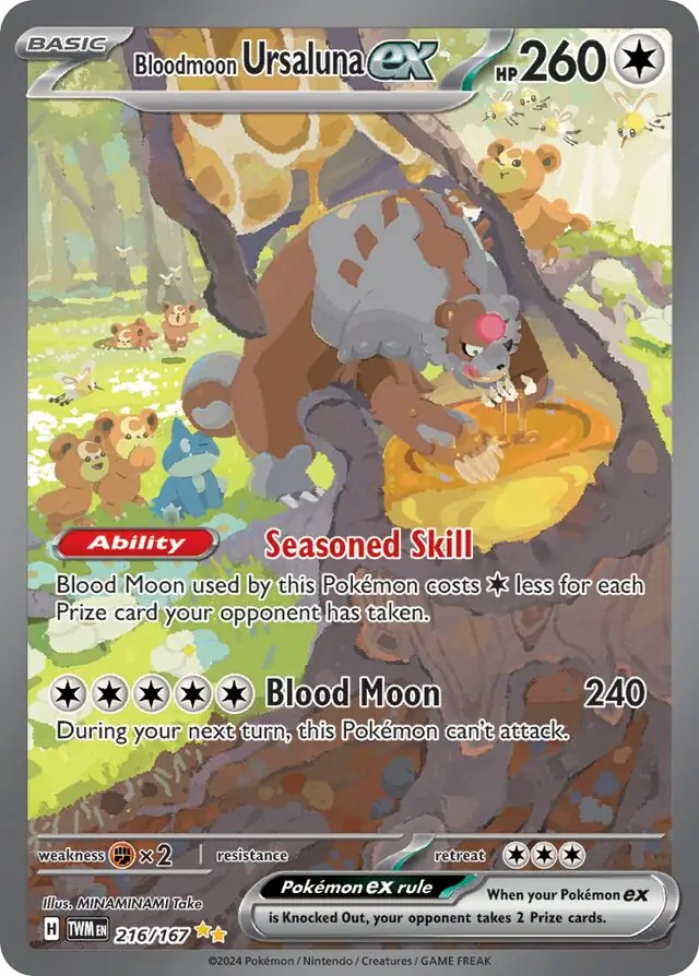 Bloodmoon Ursaluna ex Pokemon card from Twilight Masquerade