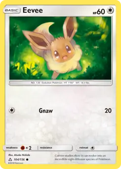 Eevee Pokemon card from Ultra Prism
