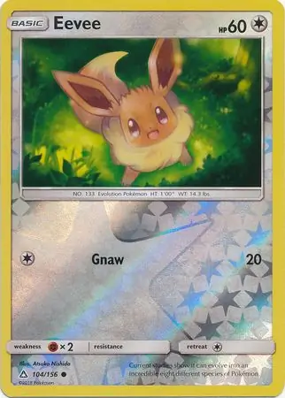 Eevee Reverse Holo Pokemon card from Ultra Prism