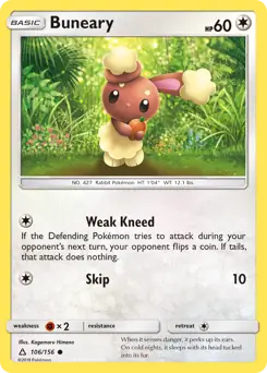 Buneary Pokemon card from Ultra Prism