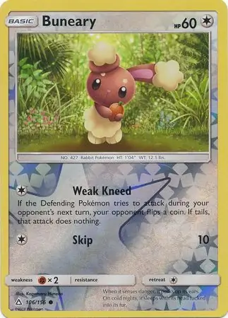 Buneary Reverse Holo Pokemon card from Ultra Prism
