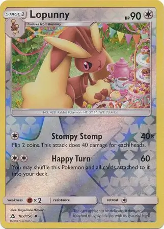Lopunny Reverse Holo Pokemon card from Ultra Prism