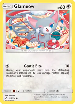 Glameow Pokemon card from Ultra Prism